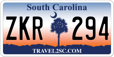 SC license plate ZKR294