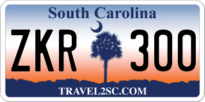 SC license plate ZKR300