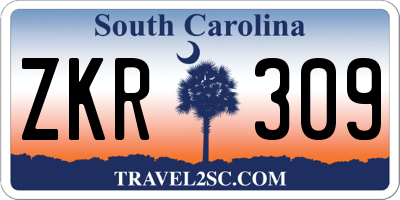 SC license plate ZKR309