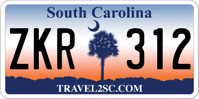 SC license plate ZKR312