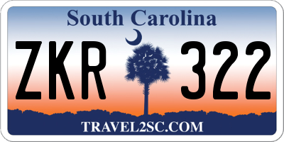 SC license plate ZKR322