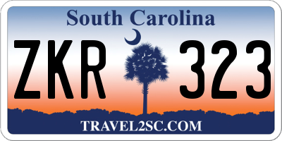 SC license plate ZKR323