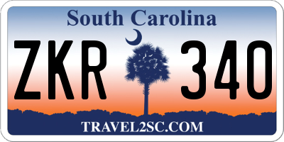 SC license plate ZKR340