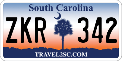 SC license plate ZKR342