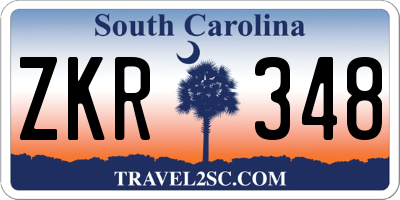 SC license plate ZKR348