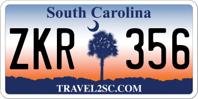 SC license plate ZKR356