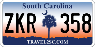 SC license plate ZKR358
