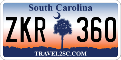 SC license plate ZKR360