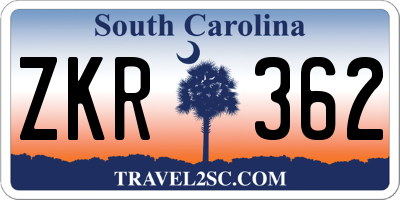 SC license plate ZKR362