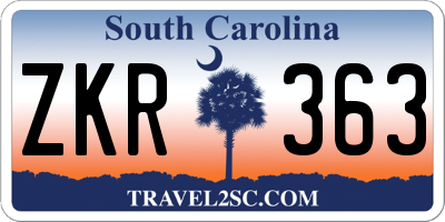 SC license plate ZKR363