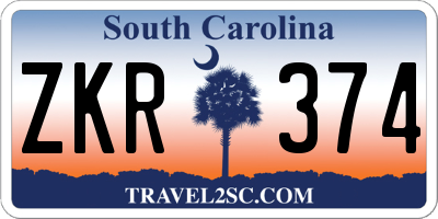 SC license plate ZKR374