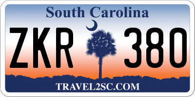 SC license plate ZKR380