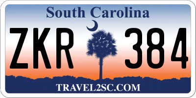 SC license plate ZKR384