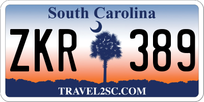 SC license plate ZKR389