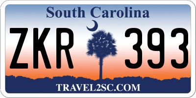 SC license plate ZKR393