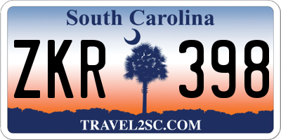 SC license plate ZKR398