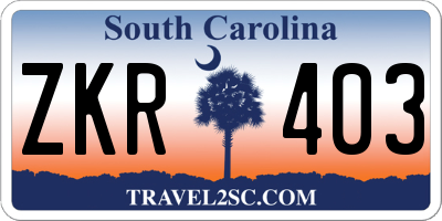 SC license plate ZKR403