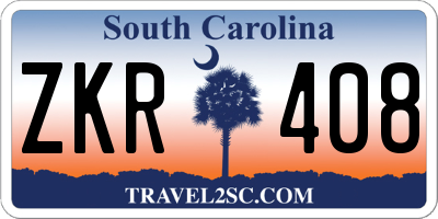 SC license plate ZKR408