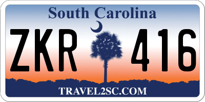 SC license plate ZKR416