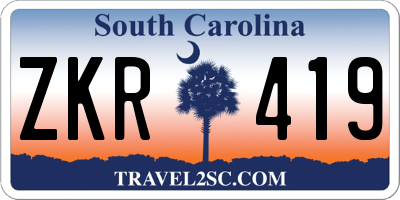 SC license plate ZKR419