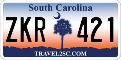 SC license plate ZKR421