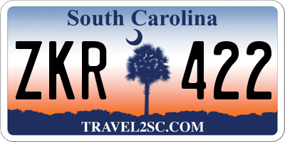 SC license plate ZKR422