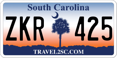 SC license plate ZKR425