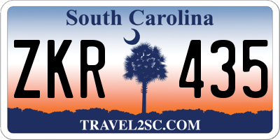 SC license plate ZKR435