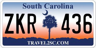 SC license plate ZKR436