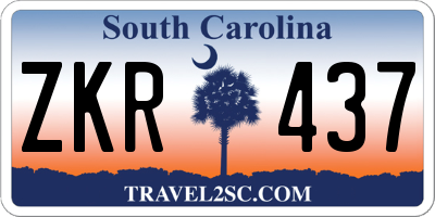 SC license plate ZKR437
