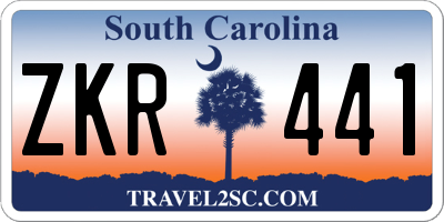 SC license plate ZKR441