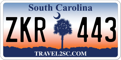 SC license plate ZKR443