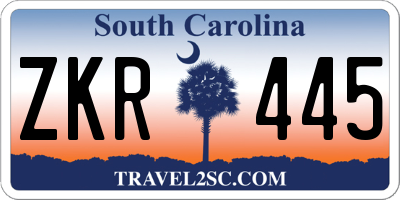 SC license plate ZKR445
