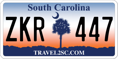 SC license plate ZKR447