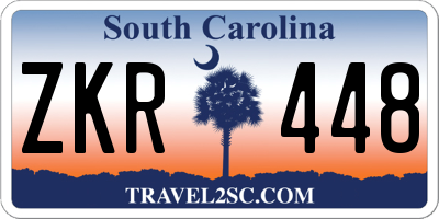 SC license plate ZKR448