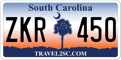 SC license plate ZKR450