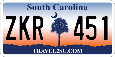 SC license plate ZKR451