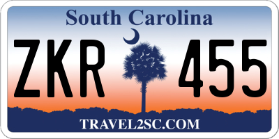 SC license plate ZKR455