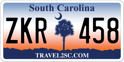 SC license plate ZKR458