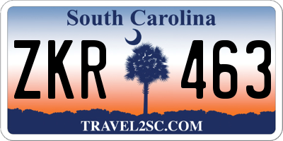 SC license plate ZKR463
