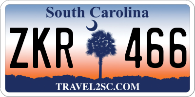 SC license plate ZKR466