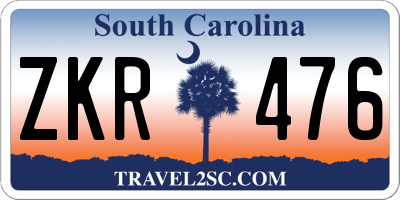 SC license plate ZKR476