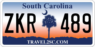 SC license plate ZKR489
