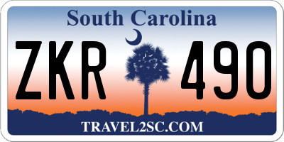 SC license plate ZKR490
