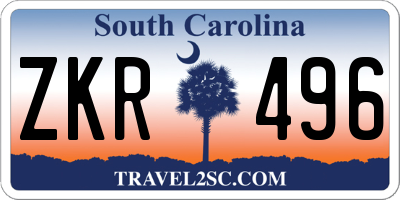 SC license plate ZKR496