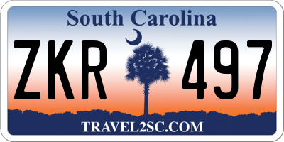 SC license plate ZKR497