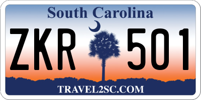 SC license plate ZKR501