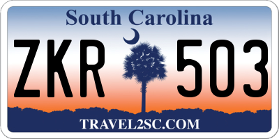 SC license plate ZKR503