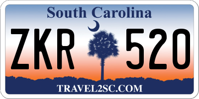 SC license plate ZKR520