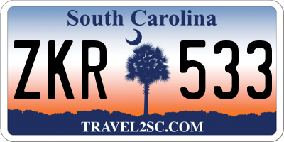 SC license plate ZKR533